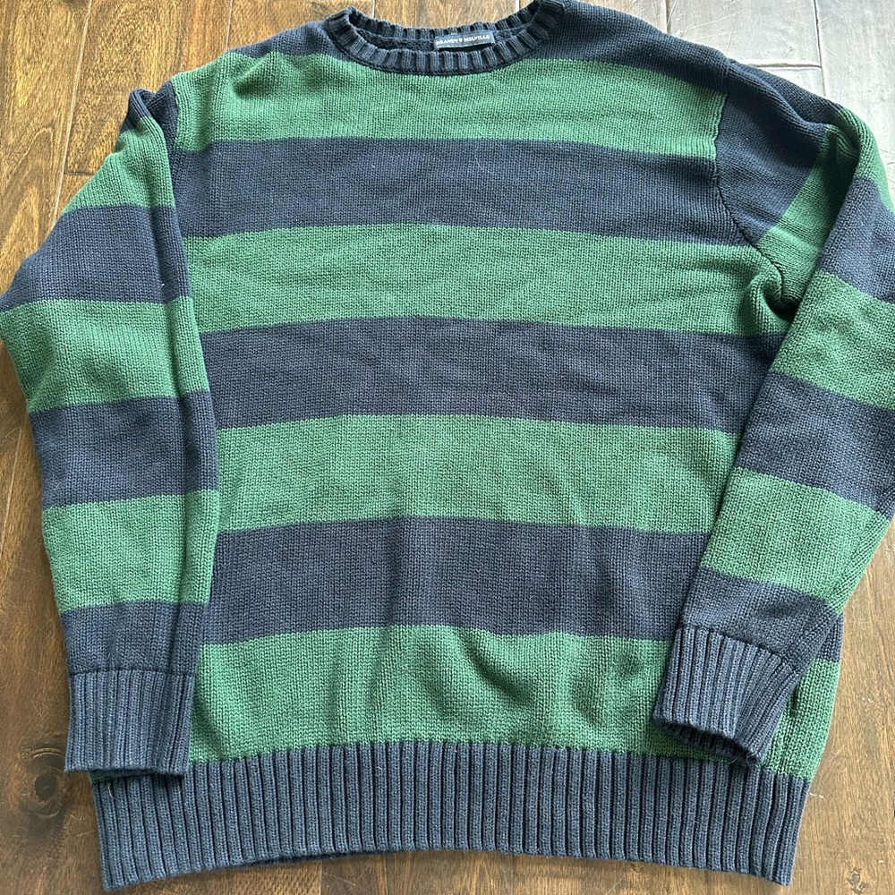 Brandy Melville Green and Black Crewneck Sweater